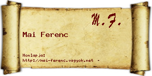 Mai Ferenc névjegykártya